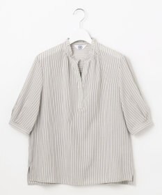 J.PRESS LADIES 【洗える・接触冷感】ドビー強撚ストライプ スキッパー ブラウス