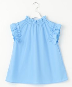 Feroux 【洗える】スタンドカラーフリルスリーブ ブラウス