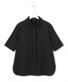 ICB 【先行予約・WEB限定カラーあり】マラボーテライトジョーゼット 半袖ボウタイ付きシャツカラートップス