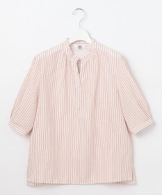 J.PRESS LADIES 【洗える・接触冷感】ドビー強撚ストライプ スキッパー ブラウス