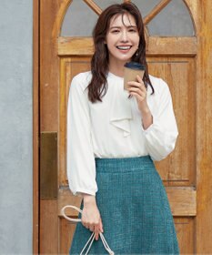 Tiaclasse 【洗える・スマート裏起毛】ジョーゼットフリルブラウス