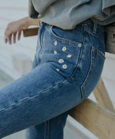 OP／FILA 【OP】刺繍付き美脚シルエットデニム