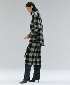 BEIGE， HOBBS / フェイクレザーポケットウールチェックラップスカート