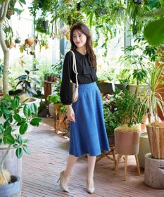 Tiaclasse 【洗える・スマート裏起毛】ジョーゼットフリルブラウス