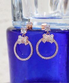 Tiaclasse 【金属アレルギー対応】リボンサークルピアス