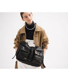 genten ゴートシュリンク かぶせ付ショルダーバッグ