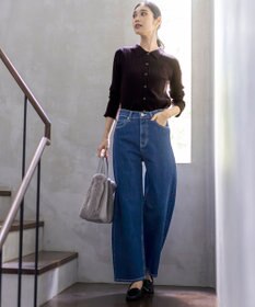 ANY SIS S CICA加工 襟デザイン ニット