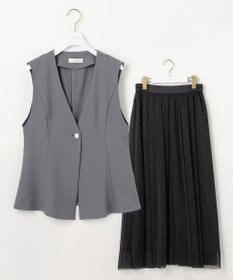 ANY SIS 【スタイリストコラボ】ジレ×ラメチュールスカート セットアップ