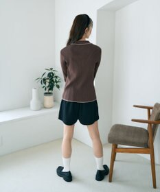 earth music&ecology バイカラートリムロングニットカーディガン