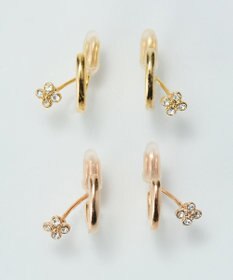 Phoebe 【金属アレルギー対応】【痛くないシリーズ】フラワービジューフロートライトフィットイヤリング　ゴールド
