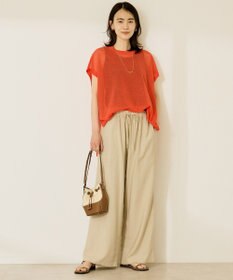 AMERICAN HOLIC ウォッシャブルシアーニットフレンチスリーブトップス