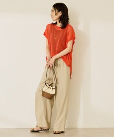 AMERICAN HOLIC ウォッシャブルシアーニットフレンチスリーブトップス