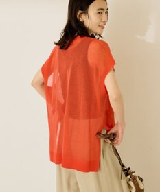 AMERICAN HOLIC ウォッシャブルシアーニットフレンチスリーブトップス