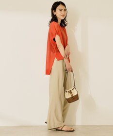 AMERICAN HOLIC ウォッシャブルシアーニットフレンチスリーブトップス