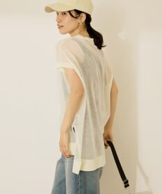 AMERICAN HOLIC ウォッシャブルシアーニットフレンチスリーブトップス