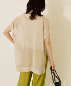 AMERICAN HOLIC ウォッシャブルシアーニットフレンチスリーブトップス