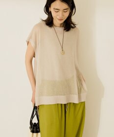 AMERICAN HOLIC ウォッシャブルシアーニットフレンチスリーブトップス