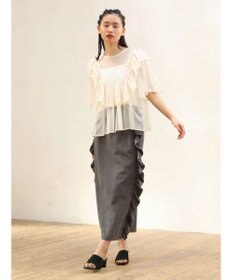 Green Parks ■ＥＳＣＡＲ　ドットチュールフレアヨークプルオーバー