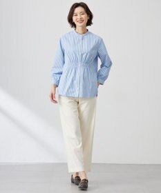 J.PRESS LADIES 【セットアップ対応・洗える】セルロースリネンストレッチ ワイド パンツ