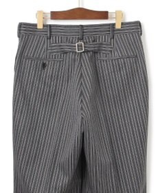 J.PRESS MEN 【J.PRESS ORIGINALS】Dark Pinstripe Wool New Piped Stem Slacks / Big Back Belt