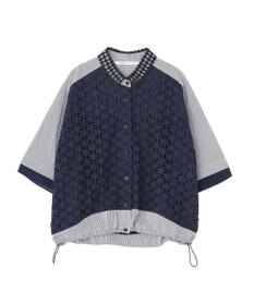 YECCA VECCA レースMIXレイヤードハーフスリーブシャツ