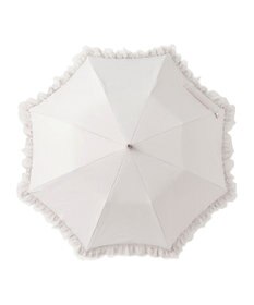 MOONBAT ランバン オン ブルー 晴雨兼用日傘 折りたたみ傘 ビジュー付きオーガンジーフリル 遮光 遮熱 UV