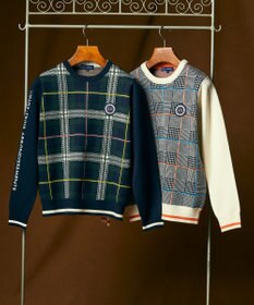 23区GOLF 【WOMEN】チェックジャガード クルーネック ニット