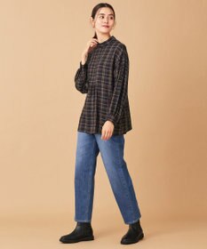 ANY 【洗える】ピンタックチェックブラウス