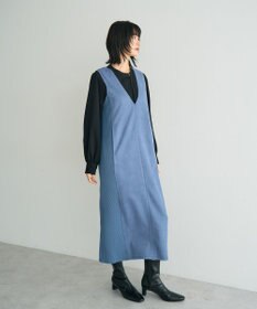 YECCA VECCA ニット切替フェイクスエードジャンスカ