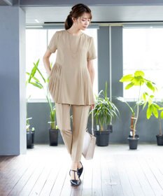 Tiaclasse 【新色追加・洗える】サイドプリーツチュニックブラウス