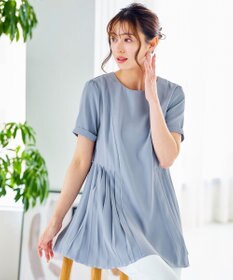 Tiaclasse 【新色追加・洗える】サイドプリーツチュニックブラウス