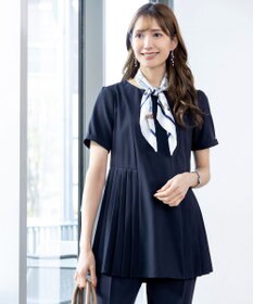 Tiaclasse 【新色追加・洗える】サイドプリーツチュニックブラウス