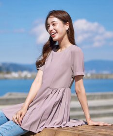 Tiaclasse 【新色追加・洗える】サイドプリーツチュニックブラウス