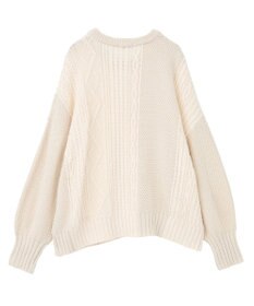 earth music&ecology 【洗濯機洗い可】アンチピリングC/Aパッチワークケーブルニット