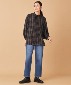 ANY 【洗える】ピンタックチェックブラウス
