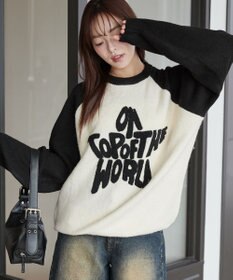 WEGO フラッフィーグラフィックBIGニットプルオーバー