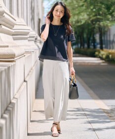 J.PRESS LADIES 【WEB限定カラーあり・洗える】コットンスムース シアーデザイン カットソー