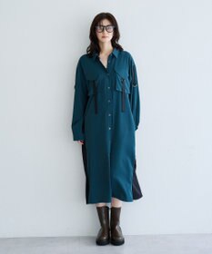 YECCA VECCA ミリタリーロングシャツワンピース