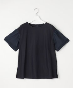 自由区 【WEB限定カラーあり】【UVカット・吸水速乾・洗える】ツイストプレーンラッフルスリーブ カットソー