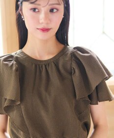 Feroux 【洗える】袖フリルブラウス