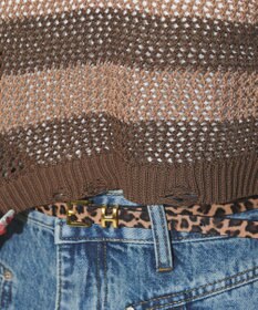 WEGO ダメージボーダーショートニット