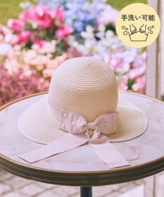 Maison de FLEUR 【手洗い可能】パールリボンスリットハット