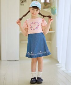 ANY KIDS フラワー 刺繍 Tシャツ