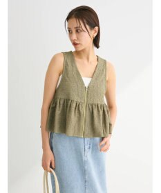 Green Parks ジャガードペプラムＺｉｐベスト