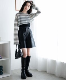 WEGO 段染めボーダーショートニット