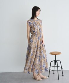 YECCA VECCA フラワー柄シアープリーツワンピース