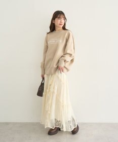 earth music&ecology 【洗濯機洗い可】スウェットライクロゴニットプルオーバー