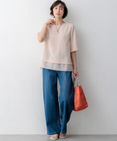 23区 【新色追加】ストレッチジョーゼット シアーコンビ カットソー