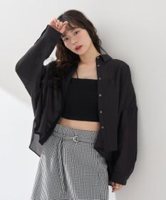 earth music&ecology ワイドシルエットシアーシャツ