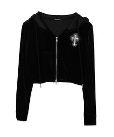 WEGO 【SETUP対応ITEM】ラインストーンベロアWZIPパーカー